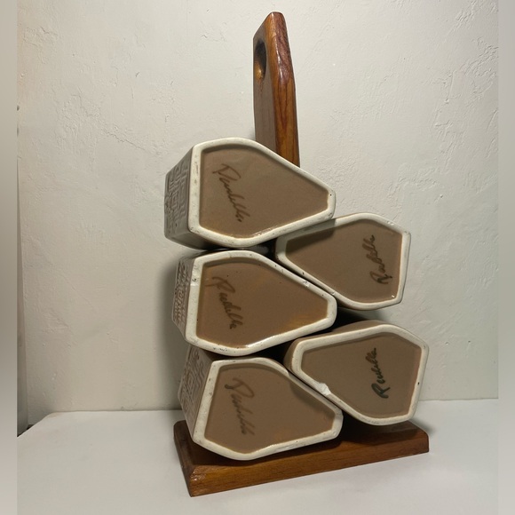 Vtg 5 Signed RODOLFO PADILLA Stoneware Drip Glaze EXPRESSO COFFEE MUGS w/RACK - Picture 4 of 4